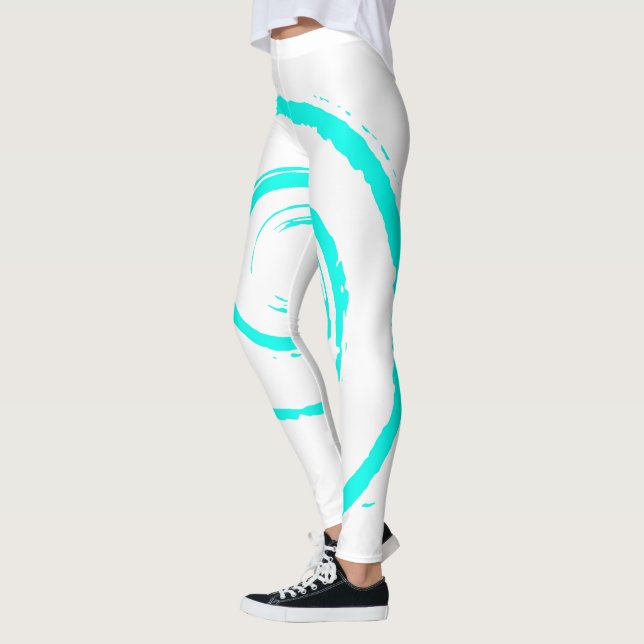 All Over Print Leggings with Aqua Twirl (Left)