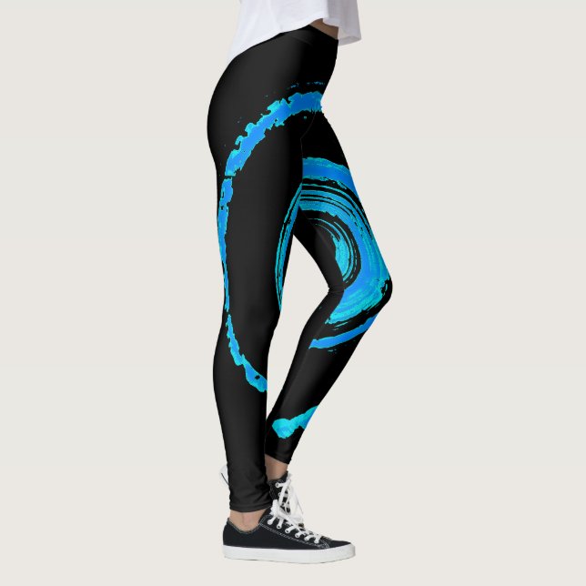 All Over Print Leggings with Blue Twirl (Right)