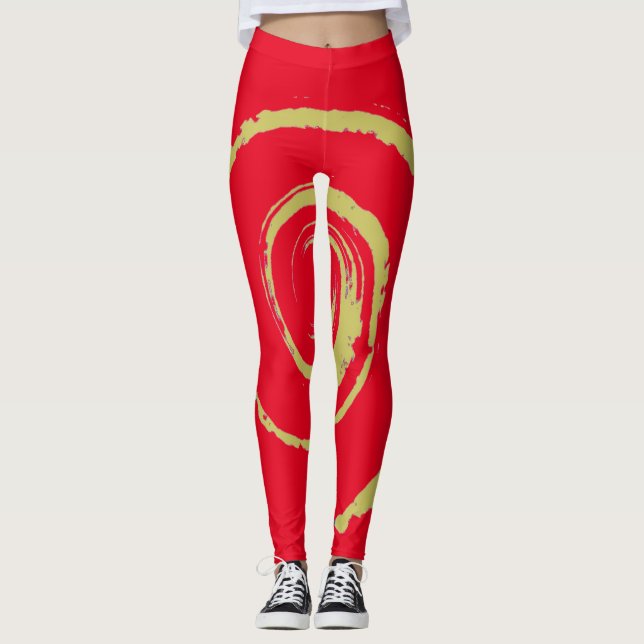 All Over Print Leggings with Golden Twirl (Front)
