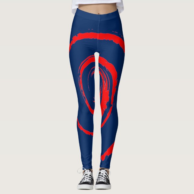 All Over Print Leggings with Red Twirl (Front)