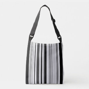 All-Over-Print Modern Black, White, Grey Stripes Crossbody Bag