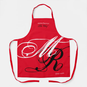 all-over-print monogram red apron