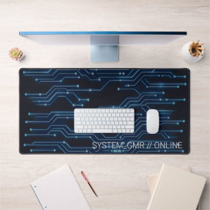 All Over Print Neon Circuit Board Cyberpunk Gaming Desk Mat