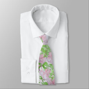 all over print of big soft pink flowers tie