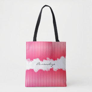 All Over Print Pretty Pink Stripes Tote Bag