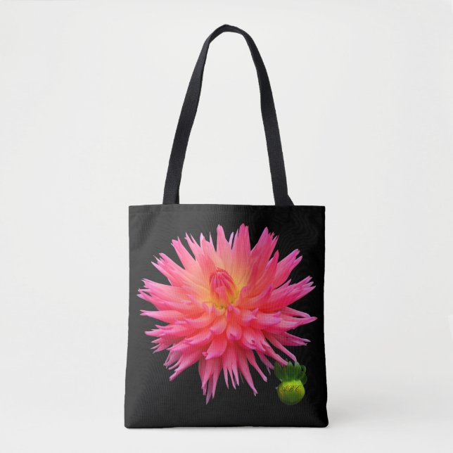 All-Over-Print  Red Pink Dahlia & Bud Tote (Front)