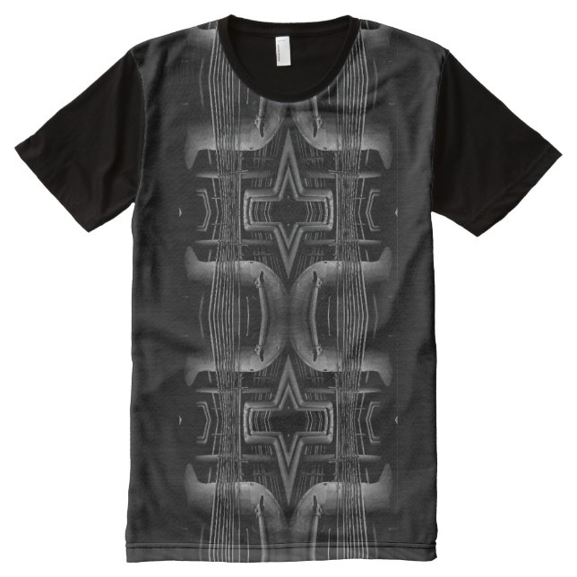 All-Over Print T-Shirt, Pipe Design I - Black T-Shirt (Front)