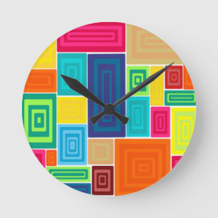 All Over Rectangles Round Clock