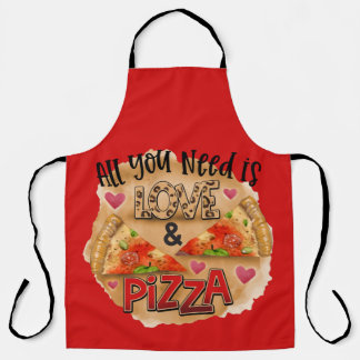 All-Over Red All You Need Love Pizza Kitchen Apron