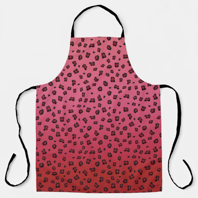 All-Over Red and Black Leppard Print Apron (Front)