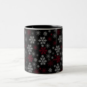 All-over snowflake print mug in black