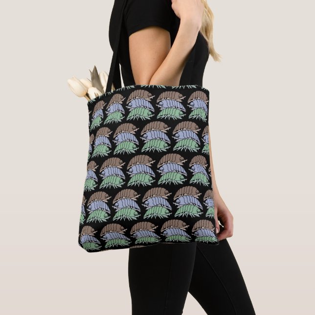 All-Over Tote - 3 Pill Bugs (pattern black) (Close Up)