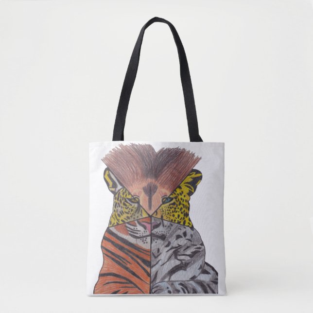 All-Over Tote - Big Cats (white) Bag (Front)