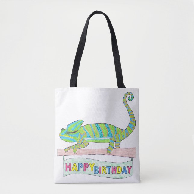 All-Over Tote - Birthday Chameleon (white) Bag (Front)