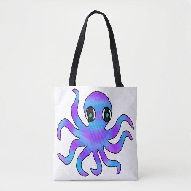All-Over Tote - Blue Violet Octopus (white) (Front)