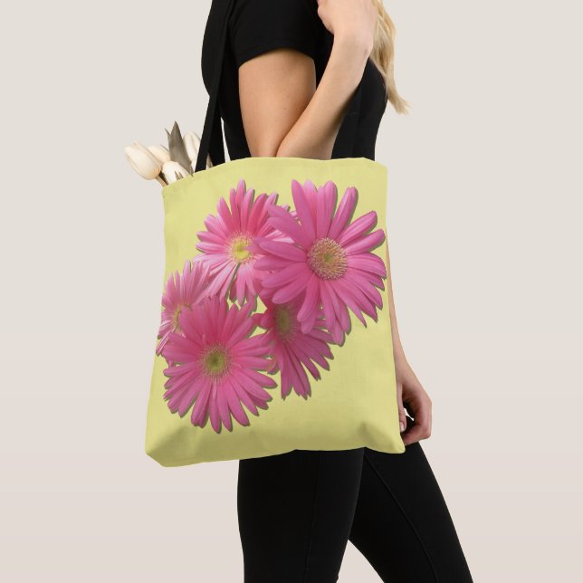All-Over Tote - Dark Pink Gerbera Daisies (Close Up)