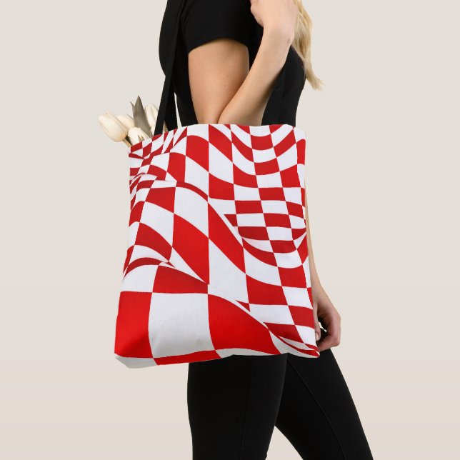 All-Over Tote - Modified Red Chequered Flag Bag (Close Up)
