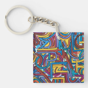 All Paths Go There-Hand Painted Abstract Art Key Ring