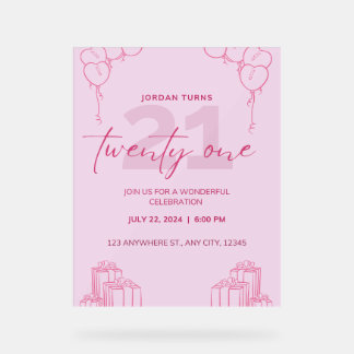 All Pink Birthday Invitation Acrylic Sign