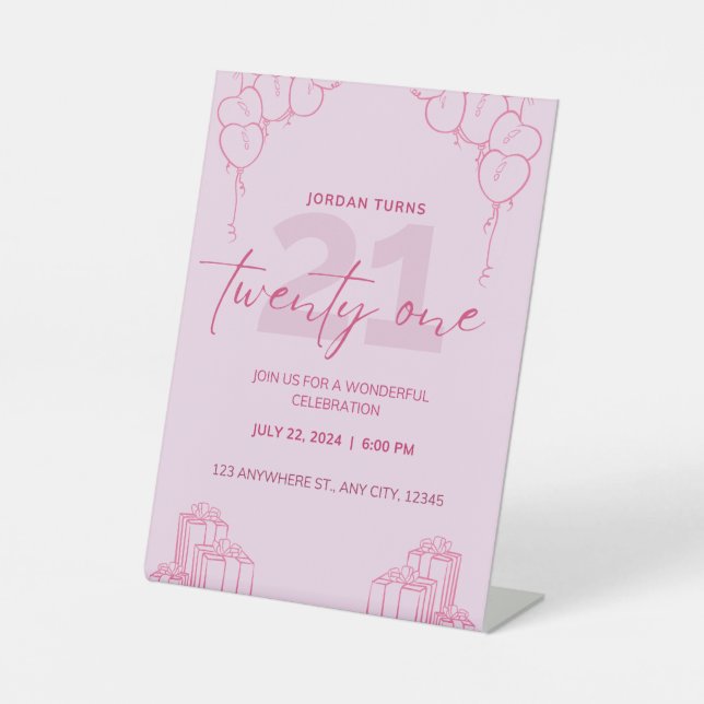 All Pink Birthday Pedestal  Pedestal Sign (Front)