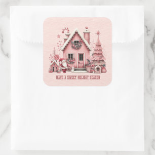 All Pink Have A Sweet Holiday Season House Square Sticker