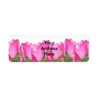 All Pink Rose Bud Return Address Label