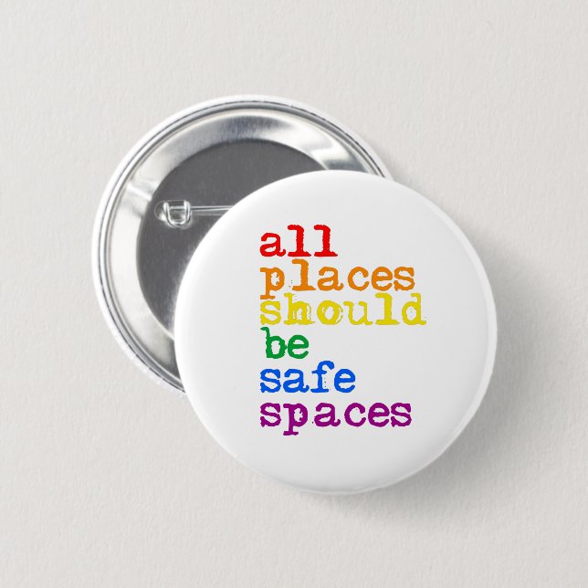 All places should be safe spaces 6 cm round badge (Front & Back)