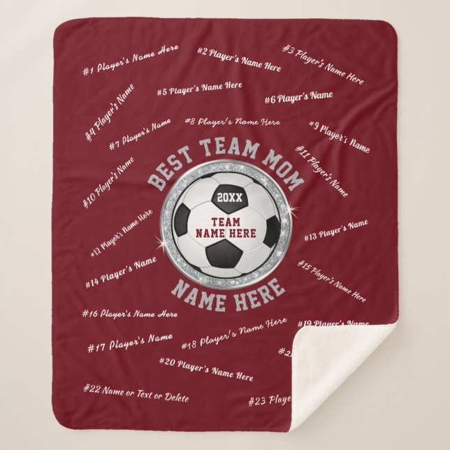 All Player's, Coach Names on Soccer Team Mum Gift Sherpa Blanket (Front)