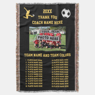 ALL Player's Names and Photo Soccer Coach Gifts Throw Blanket