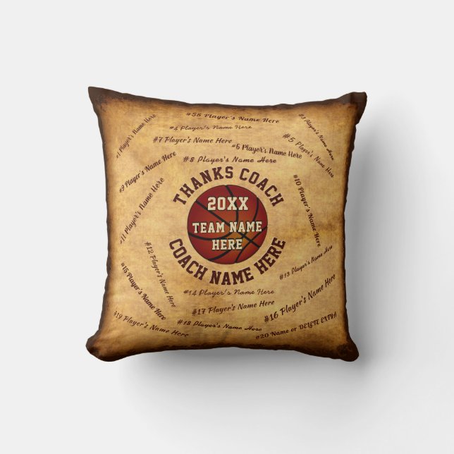 All Players Names Basketball Coach Thank You Gifts Cushion (Front)
