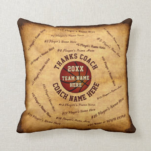All Players Names Basketball Coach Thank You Gifts Cushion