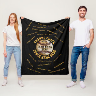 ALL Players Names Black Gold Baseball Coach Gifts Fleece Blanket