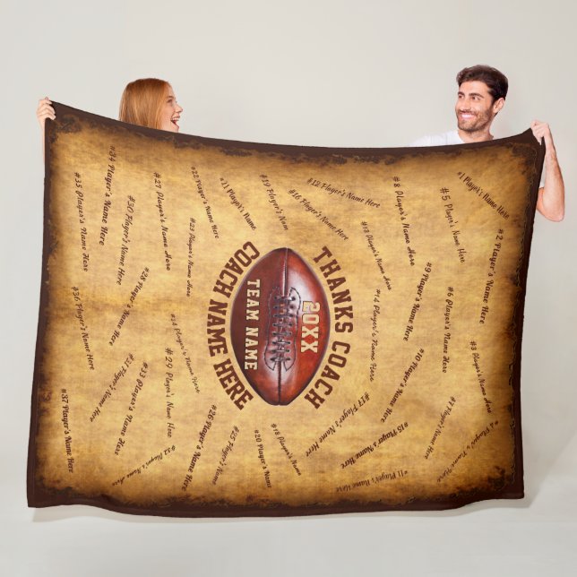 All Players NAMES Custom Football Coach Gift Ideas Fleece Blanket (In Situ)