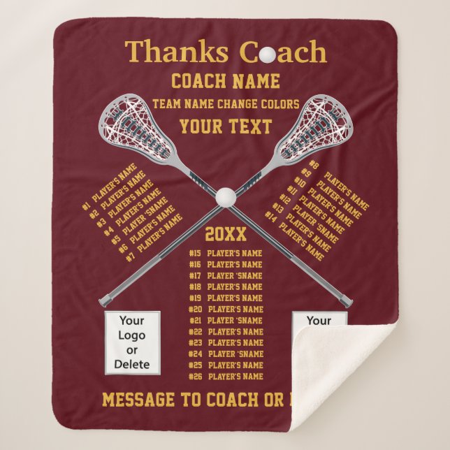 All Player's Names Lacrosse Coach Gift Ideas Sherpa Blanket (Front)