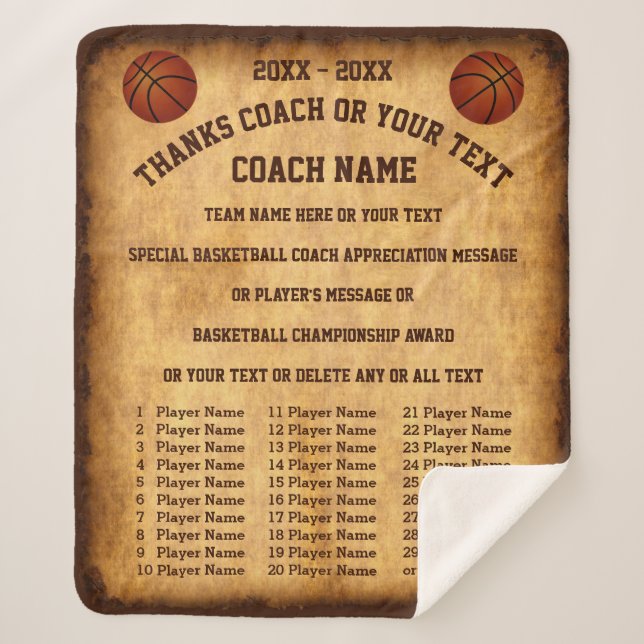 All Player's Names on Basketball Coach Gift Ideas Sherpa Blanket (Front)