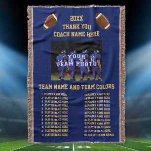 All Players Names Your Colours Football Coach Gift Throw Blanket