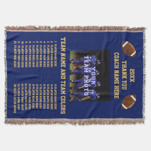 All Players Names Your Colours Football Coach Throw Blanket
