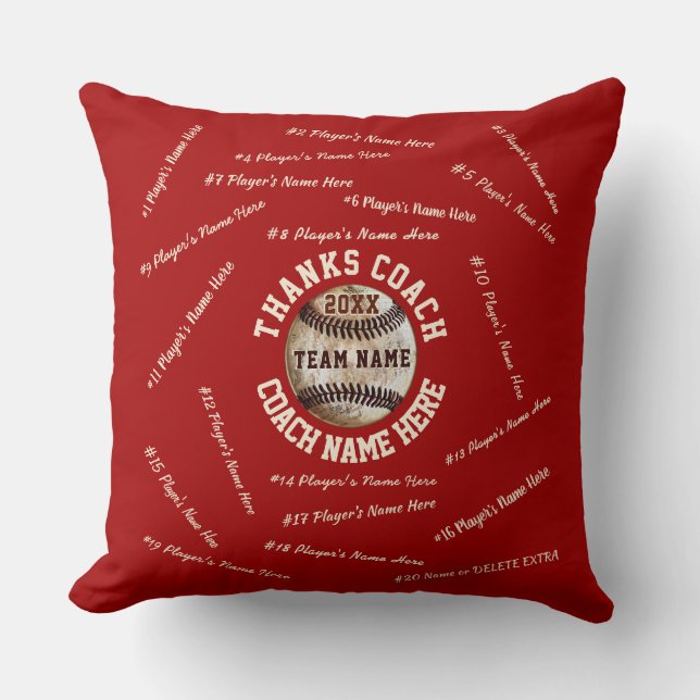 All Player's, Team, Coach NAMES Baseball Pillow (Front)