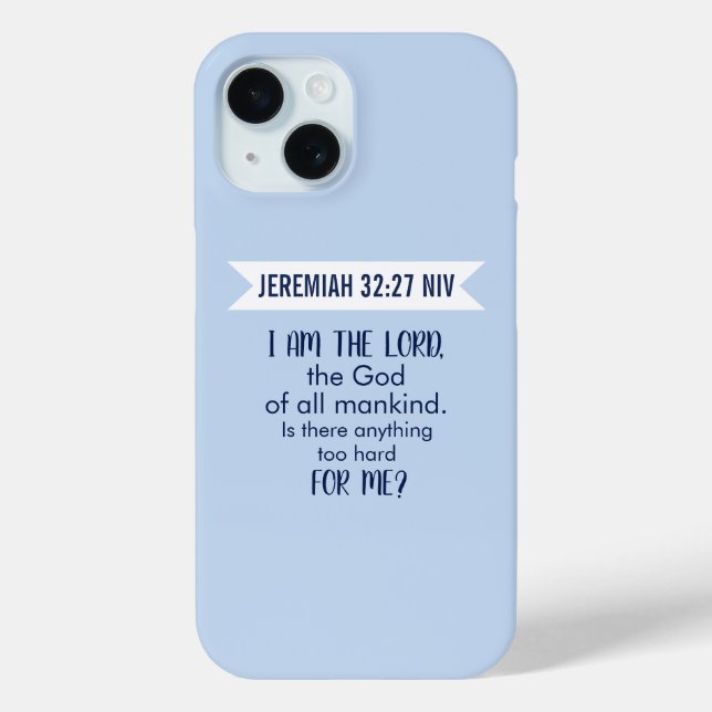 All Powerful God Bible Verse Pastel Blue Faith Case-Mate iPhone Case (Back)
