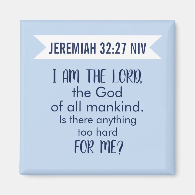 All Powerful God Bible Verse Pastel Blue Faith Magnet (Front)