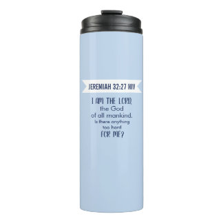All Powerful God Bible Verse Pastel Blue Faith Thermal Tumbler