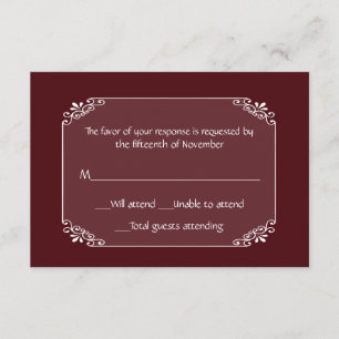All Purpose Chic Burgundy and White Response Card