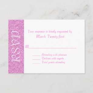 All Purpose Pink & White Glitter Look RSVP Card