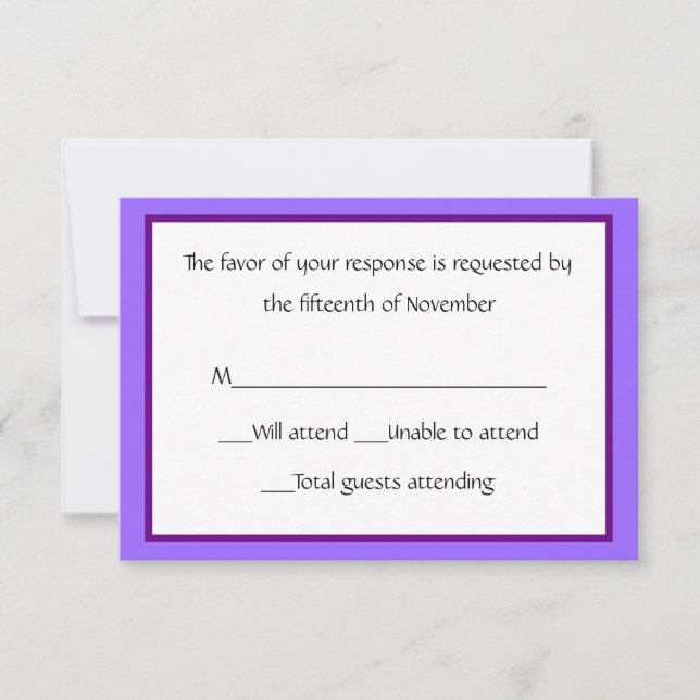 All Purpose Purple and White Response Card (Front)