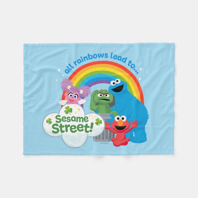 All Rainbows Lead to Sesame Street Fleece Blanket (Front (Horizontal))