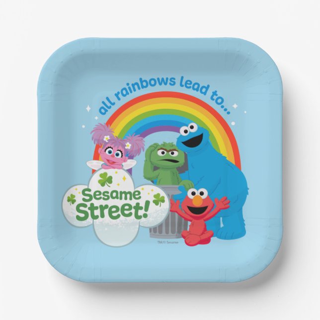 All Rainbows Lead to Sesame Street Paper Plate (Front)