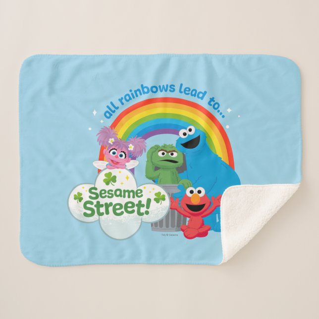 All Rainbows Lead to Sesame Street Sherpa Blanket (Front (Horizontal))