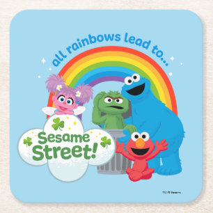 All Rainbows Lead to Sesame Street Square Paper Coaster