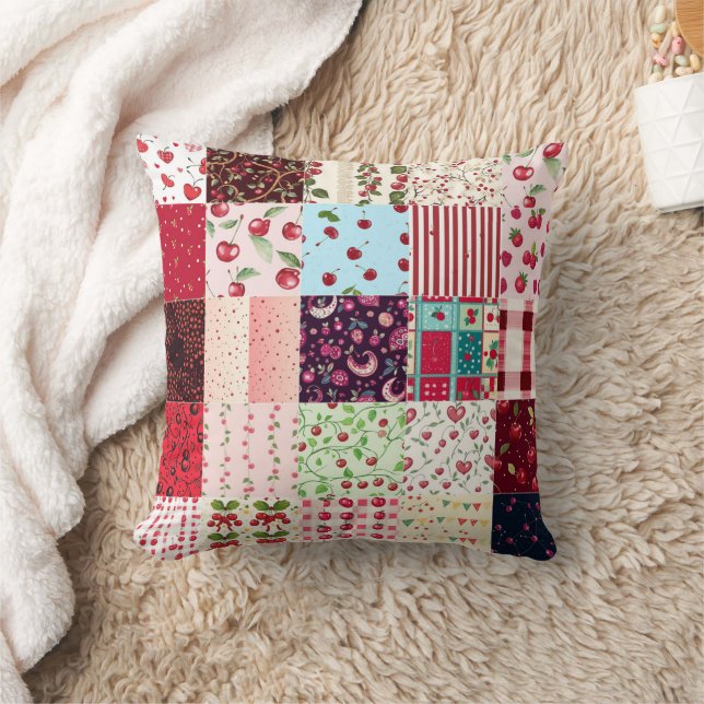 All Red Cherry Cheat Quilt Pattern 2025 Cushion (Blanket)