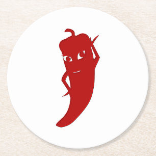 All Red Hot Pepper Diva Round Paper Coaster